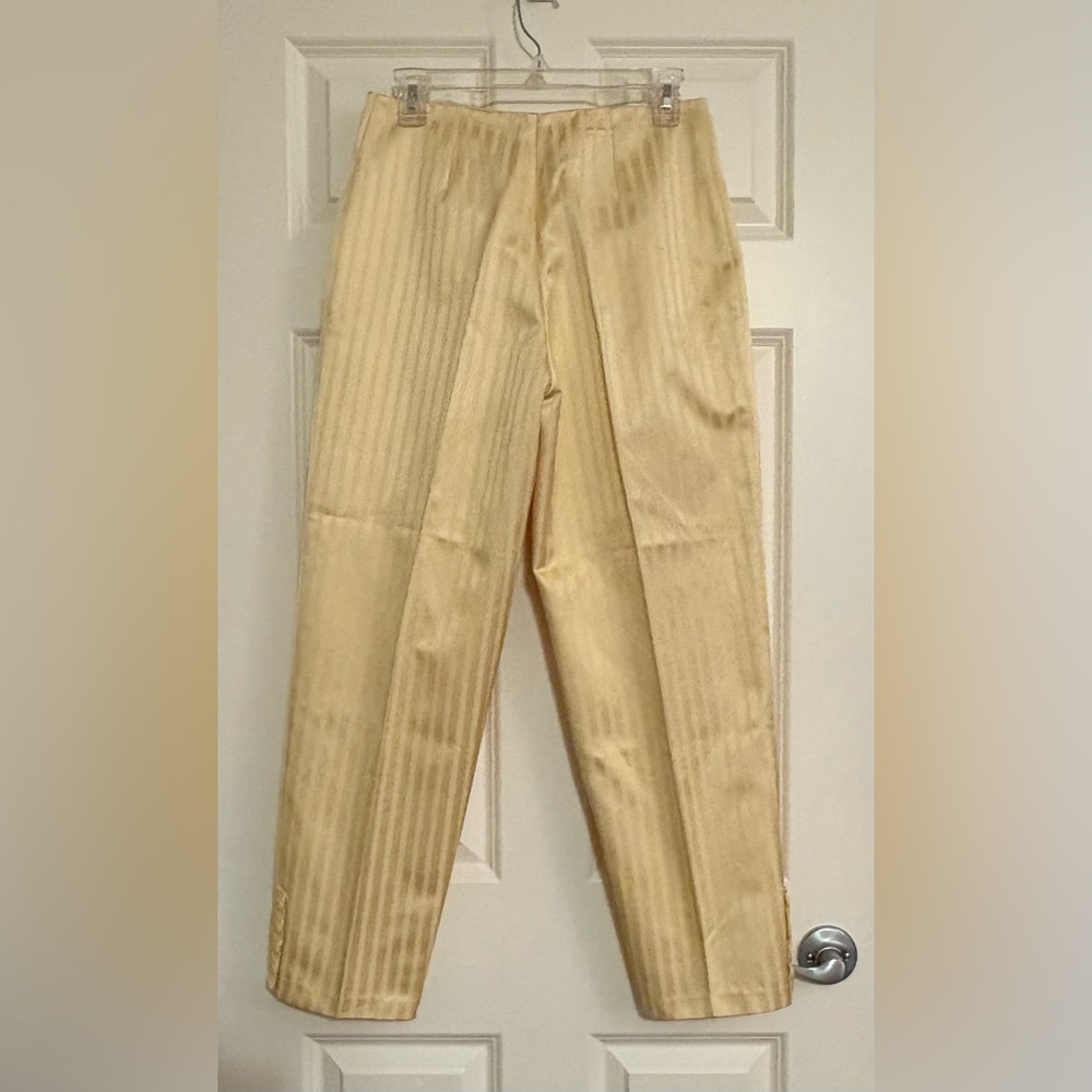 EUC Pants: Vertical Stripes, Well-Fitted, Ankle Pants, Side Zip, High Waist